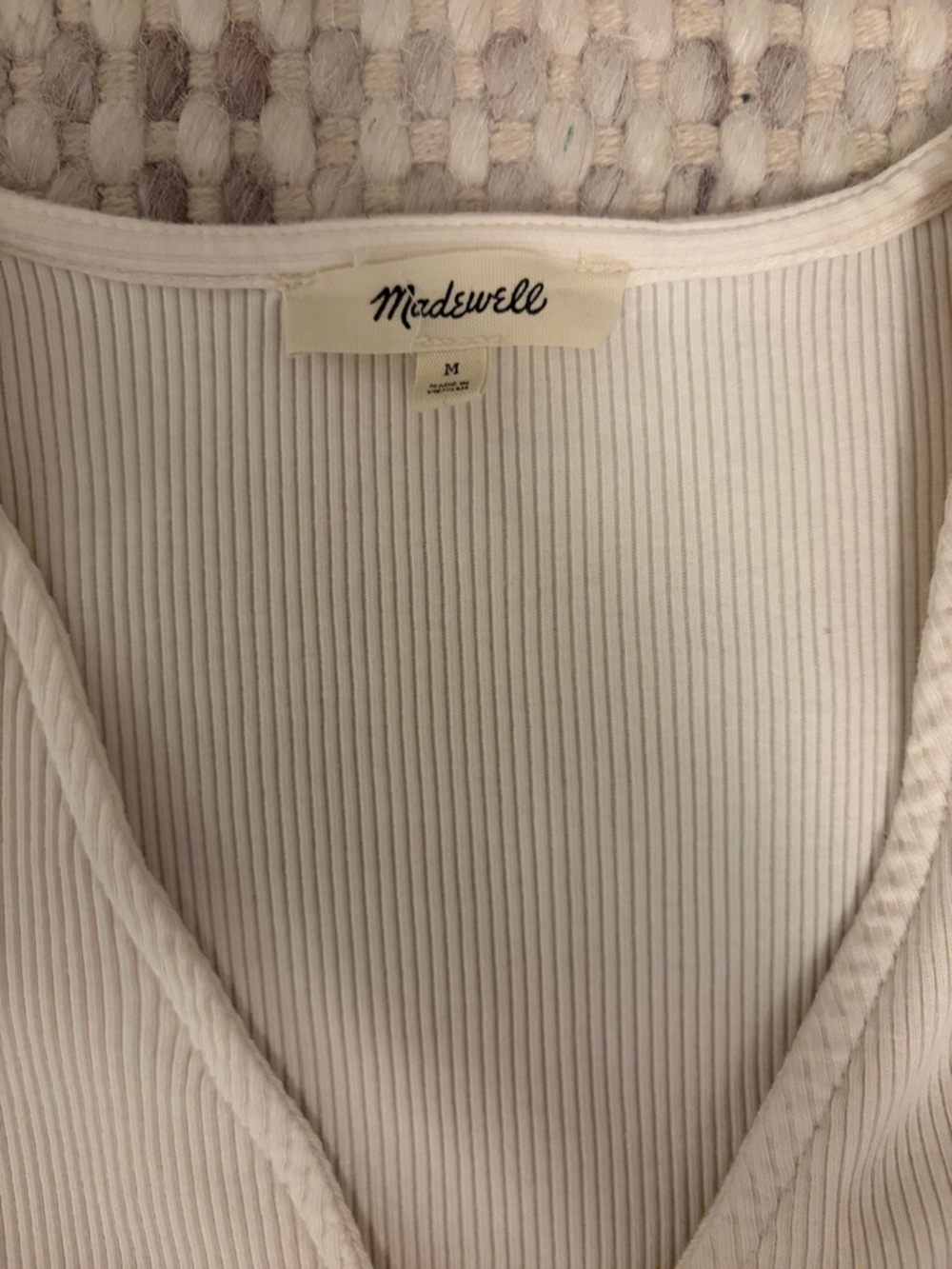Madewell Cream Ribbed Button-Up Cardigan - Picture 2 of 4